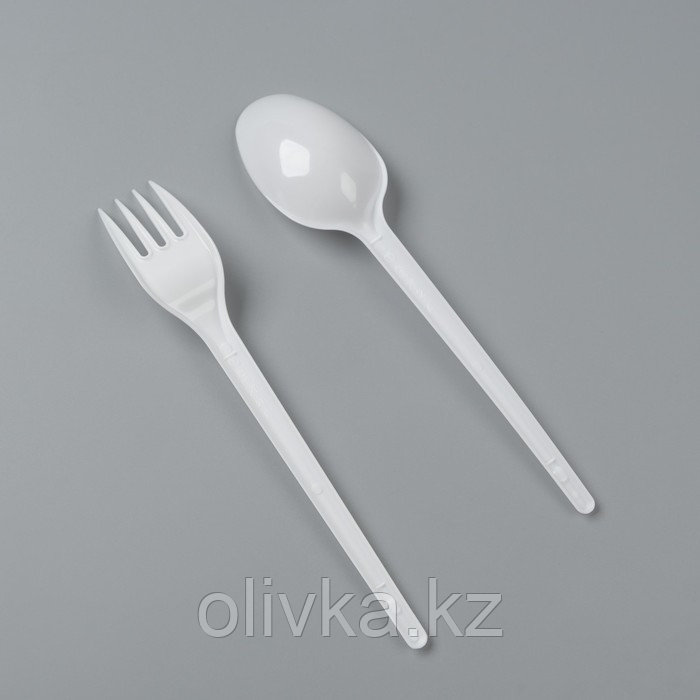 Набор одноразовой посуды «Белый» вилка, ложка, салфетка, 16,5 см - фото 3 - id-p113275961