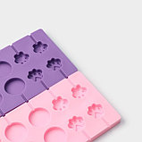 Форма силиконовая для леденцов Доляна «Вкусная сладость», 26,5×11,5 см, 12 ячеек (d=4 см), с палочками, цвет, фото 6