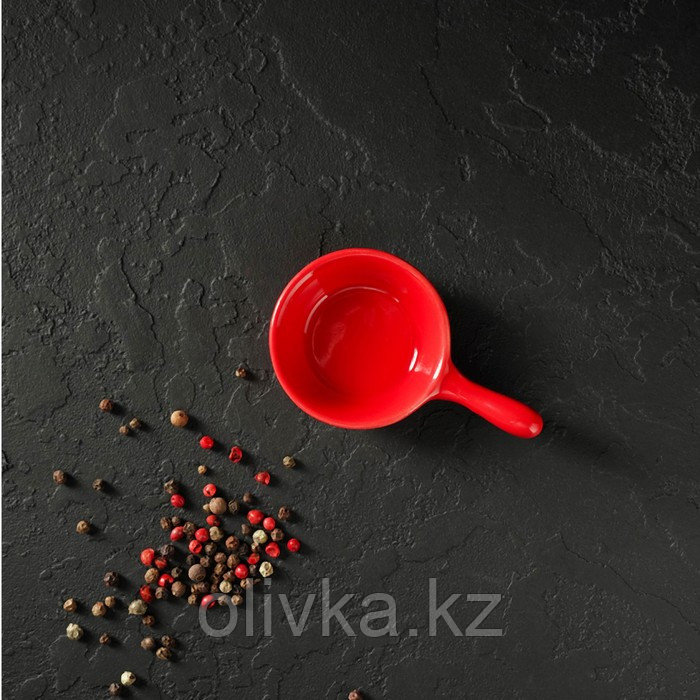 Соусник керамический с ручкой Доляна «Классика», 30 мл, 10×6 см, цвет красный - фото 6 - id-p113258377