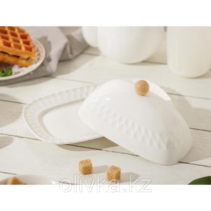 Маслёнка фарфоровая Доляна, 20×13×9 см, цвет белый - фото 2 - id-p113260036