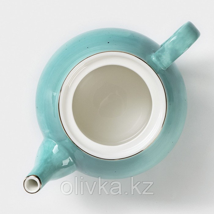 Чайник фарфоровый заварочный Доляна «Млечный путь», 900 мл, цвет бирюзовый - фото 4 - id-p113255831