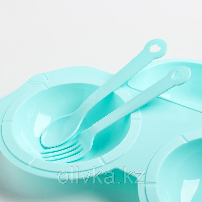Набор посуды: 3 предмета, тарелка, вилка, ложка, цвет МИКС - фото 5 - id-p113253996