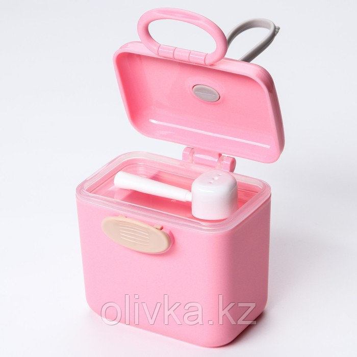 Контейнер для хранения детского питания 150 мл., с ложкой, цвет розовый - фото 3 - id-p113266051