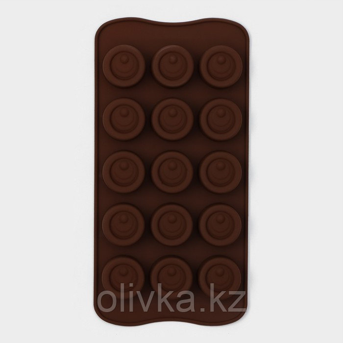Форма силиконовая для шоколада Доляна «Шоколадное удовольствие», 22×10 см, 15 ячеек, цвет шоколадный - фото 2 - id-p113252270