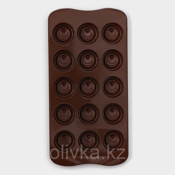 Форма силиконовая для шоколада Доляна «Шоколадное удовольствие», 22×10 см, 15 ячеек, цвет шоколадный - фото 3 - id-p113252270
