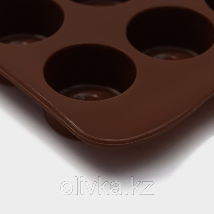 Форма силиконовая для шоколада Доляна «Шоколадное удовольствие», 22×10 см, 15 ячеек, цвет шоколадный - фото 5 - id-p113252270
