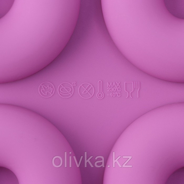 Форма силиконовая для выпечки Доляна «Сладости.Пончик», 33×25×2 см, 12 ячеек, d=6,8 см, цвет МИКС - фото 6 - id-p113268503