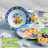 Набор детской посуды из керамики Доляна «Мишка на велосипеде», 3 предмета: кружка 230 мл, миска 400 мл,, фото 2