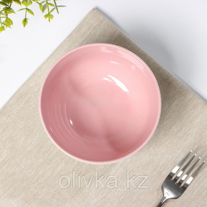 Салатник керамический Доляна «Горошек», 580 мл, цвет розовый - фото 2 - id-p113264287