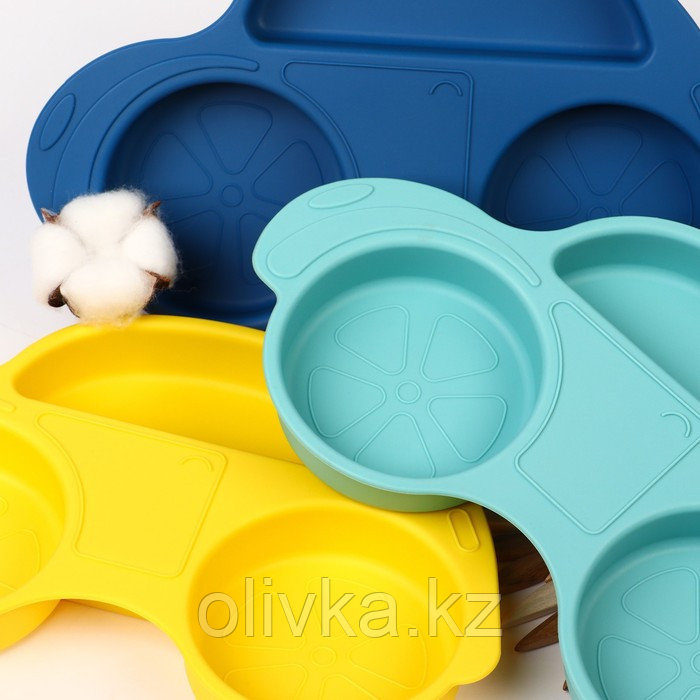 Силиконовая детская тарелка «Машинка» с секциями, цвет МИКС - фото 2 - id-p113280003