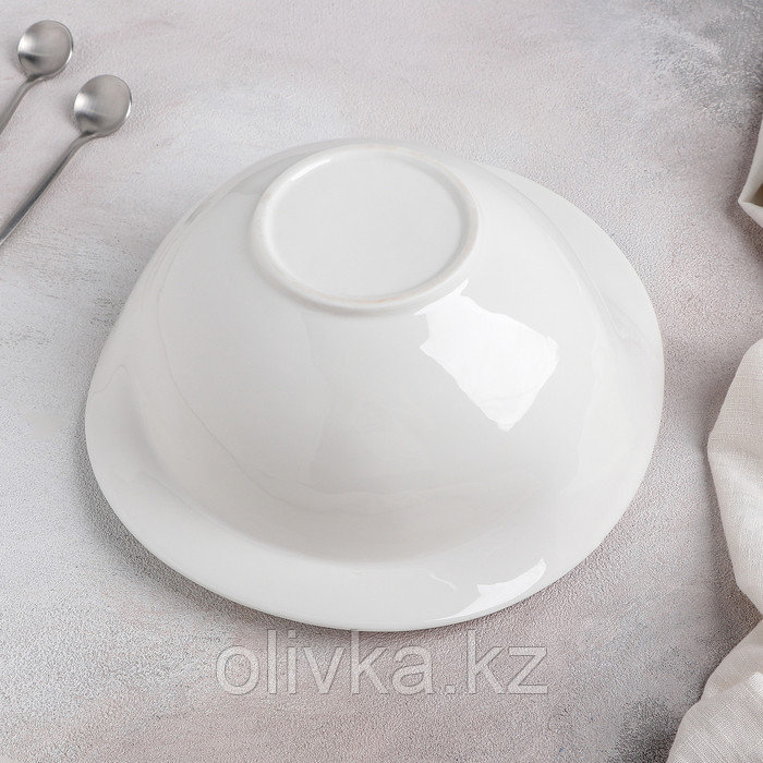 Блюдо керамическое на подставке «Эстет. Вихрь», d=24 см, цвет белый - фото 3 - id-p113243020