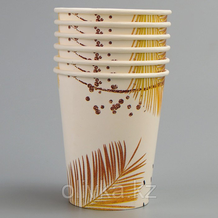 Набор бумажной посуды «Золотой узор! Природа»: 6 тарелок, 6 стаканов, скатерть - фото 4 - id-p113277437