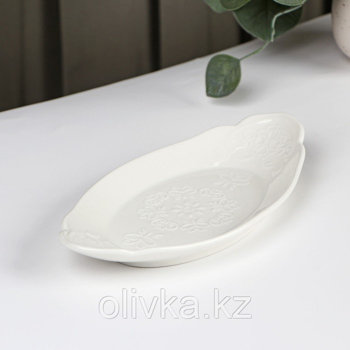 Блюдо керамическое сервировочное овальное «Луиза», 22,5×11,5 см, цвет белый - фото 1 - id-p113253177