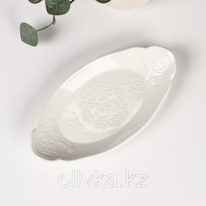 Блюдо керамическое сервировочное овальное «Луиза», 22,5×11,5 см, цвет белый - фото 2 - id-p113253177