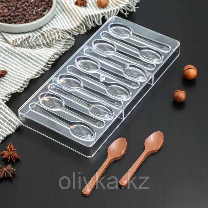 Форма для шоколада и конфет KONFINETTA «Ложки», 27,5×13,5 см, 10 ячеек, ячейка 11,5×2,7 см - фото 1 - id-p113253181