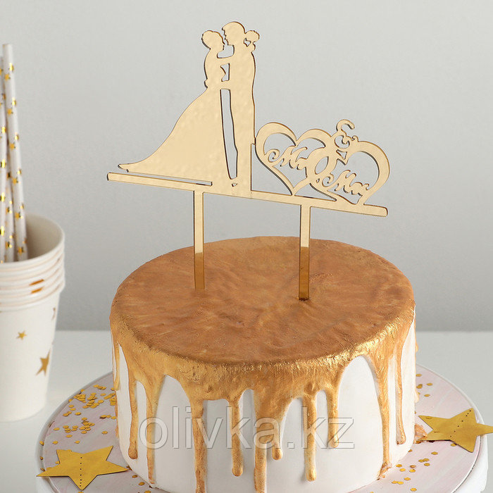 Топпер для торта, 12×12 см, цвет золото - фото 1 - id-p113245966