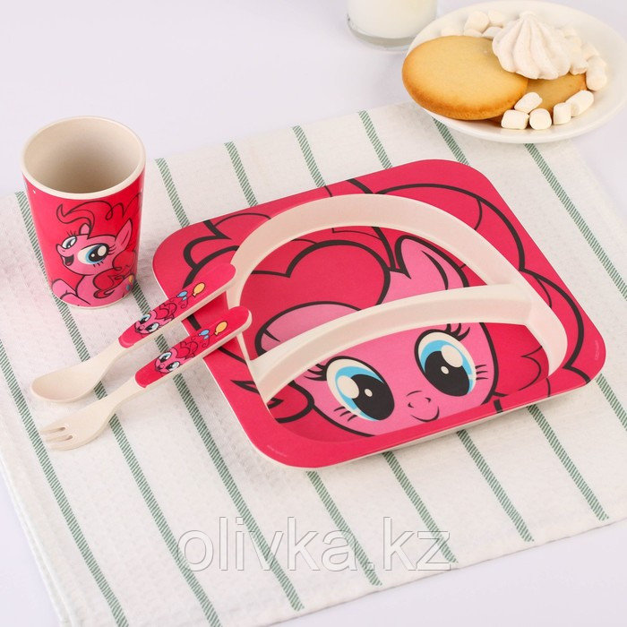 Набор детской бамбуковой посуды, 4 предмета, розовый My Little Pony в пакете - фото 1 - id-p113275127