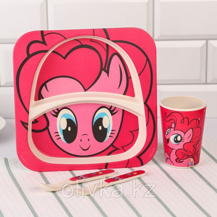 Набор детской бамбуковой посуды, 4 предмета, розовый My Little Pony в пакете - фото 2 - id-p113275127