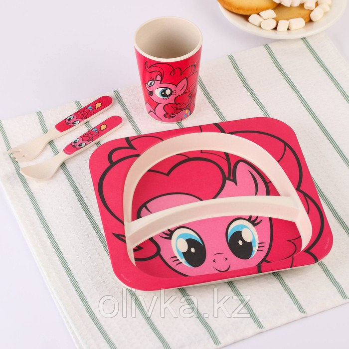 Набор детской бамбуковой посуды, 4 предмета, розовый My Little Pony в пакете - фото 3 - id-p113275127