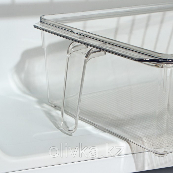 Контейнер для холодильника с крышкой и ручкой RICCO, 32×20,5×10 см, цвет прозрачный - фото 4 - id-p113264299