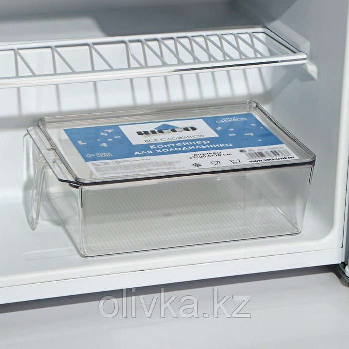 Контейнер для холодильника с крышкой и ручкой RICCO, 32×20,5×10 см, цвет прозрачный - фото 5 - id-p113264299