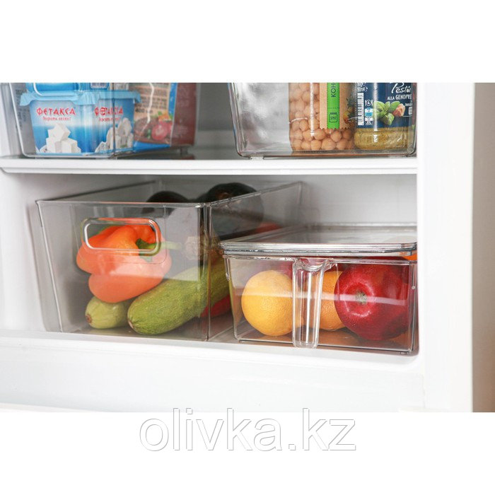 Контейнер для холодильника с крышкой и ручкой RICCO, 32×20,5×10 см, цвет прозрачный - фото 6 - id-p113264299