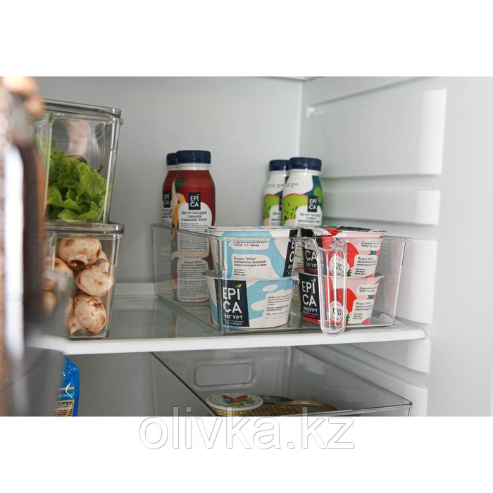 Контейнер для холодильника с крышкой и ручкой RICCO, 32×20,5×10 см, цвет прозрачный - фото 7 - id-p113264299