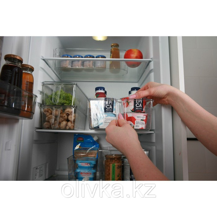 Контейнер для холодильника с крышкой и ручкой RICCO, 32×20,5×10 см, цвет прозрачный - фото 8 - id-p113264299