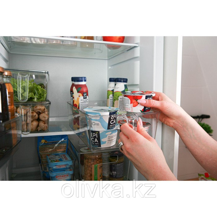 Контейнер для холодильника с крышкой и ручкой RICCO, 32×20,5×10 см, цвет прозрачный - фото 9 - id-p113264299