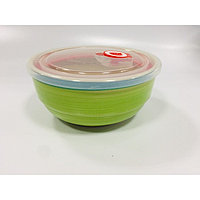 Салатник с пластиковой крышкой Elrington «Аэрограф зелень лета», 800 мл, d=15 см