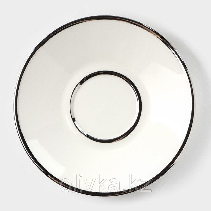 Кофейная пара керамическая «Серебро», 3 предмета: чашка 200 мл, блюдце d=14 см, ложка h=12,5 см, цвет - фото 3 - id-p113277452