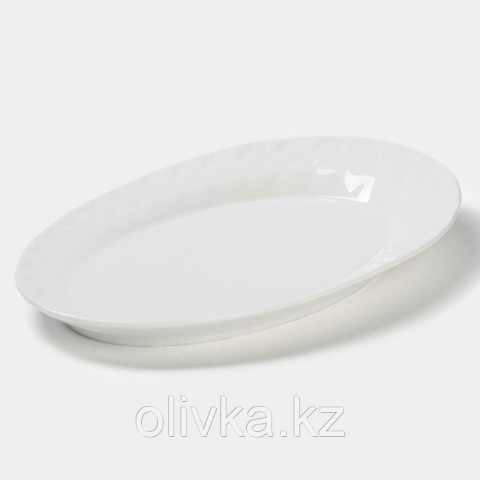 Тарелка фарфоровая обеденная Magistro «Блик», 25×16,5×1,5 см, цвет белый - фото 2 - id-p113253193