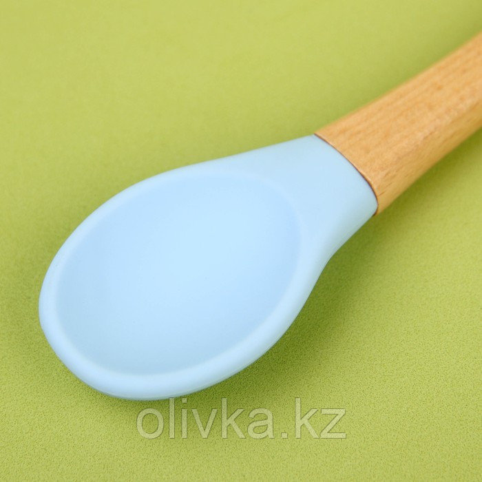 Ложка детская для кормления Крошка Я (силикон, бамбук), цвет голубой - фото 3 - id-p113274279