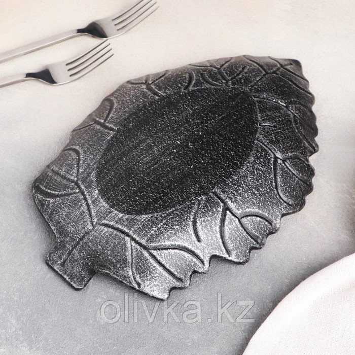 Блюдо для фруктов Доляна «Винтажный лист», 27×18×3 см, цвет серый - фото 3 - id-p113255895