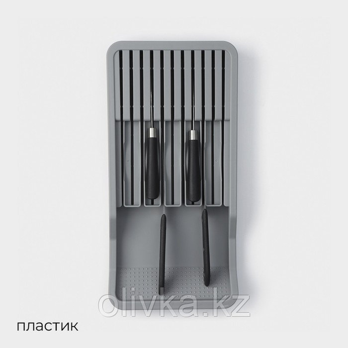 Подставка для кухонных приборов Harm, 42,5×20,5×5,2 см, раздвижная, цвет серый - фото 2 - id-p113277472