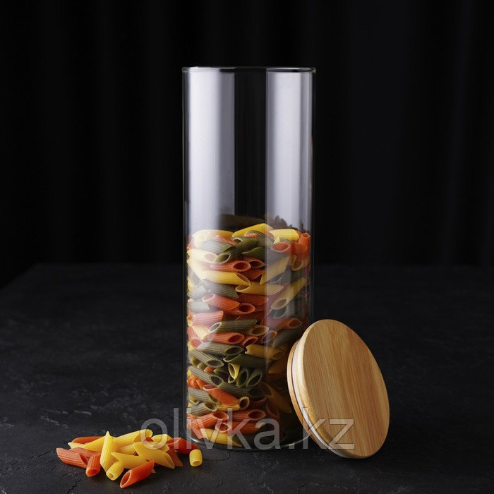 Банка стеклянная для сыпучих продуктов с бамбуковой крышкой Magistro «Эко», 1,9 л, 10×28,5 см - фото 5 - id-p113265228