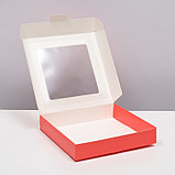 Коробка самосборная, с окном, красная, 16 х 16 х 3 см, фото 3