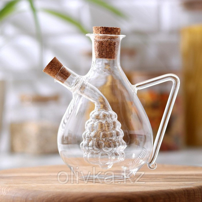 Бутыль стеклянная для соусов и масла 2 в 1 «Фьюжн. Виноград», 450/60 мл, 11×9,5×15,5 см - фото 3 - id-p113246026