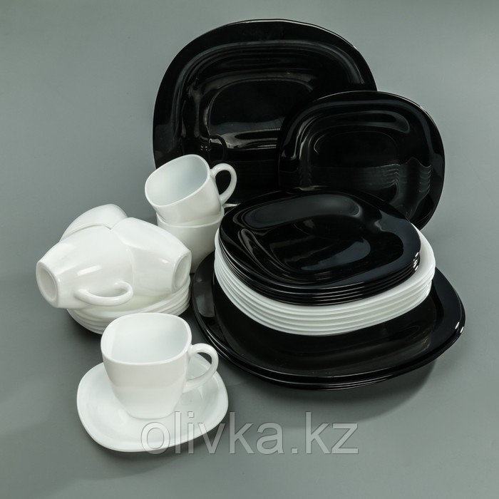 Сервиз столовый Luminarc Carine White&Black, стеклокерамика, 30 предметов, цвет белый и чёрный - фото 1 - id-p113273361