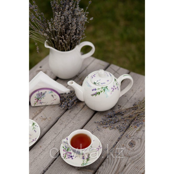 Чайник фарфоровый заварочный Доляна «Лаванда», 800 мл, цвет белый - фото 7 - id-p113252326