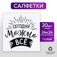 Салфетки бумажные «Сегодня можно всё», однослойные, 24х24 см, набор 20 шт.