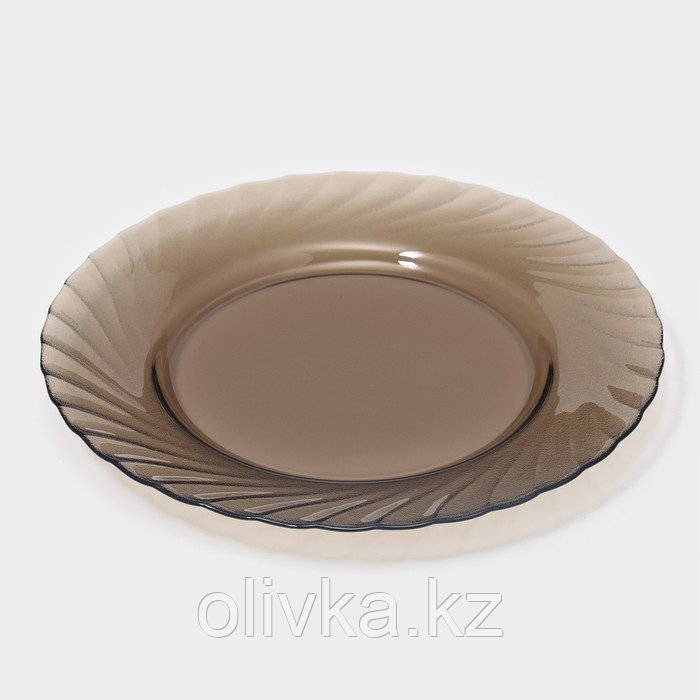 Тарелка обеденная стеклянная «Океан», d=24,5 см, цвет коричневый - фото 1 - id-p113243078