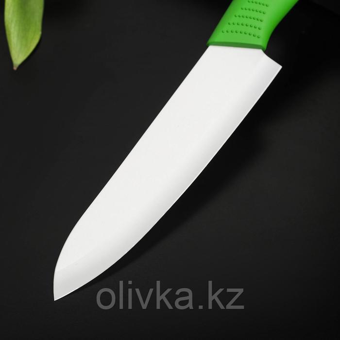 Нож керамический Доляна «Симпл», лезвие 15 см, ручка soft touch, цвет зелёный - фото 3 - id-p113259235