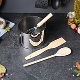Подарочный набор кухонных принадлежностей, 4 предмета: раздвижная форма, лопатка, ложка, венчик, фото 3