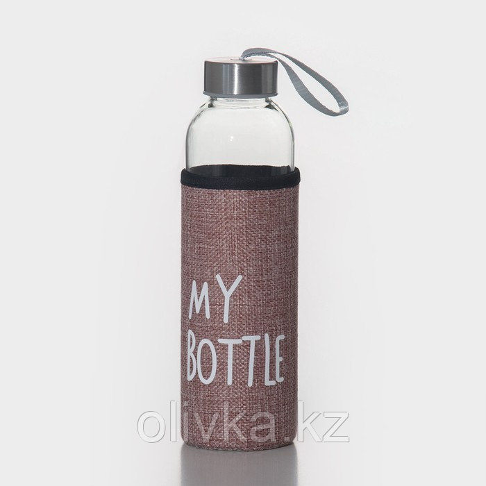 Бутылка для воды стеклянная в чехле Доляна «Ротанг», 500 мл, h=22 см, цвета МИКС - фото 1 - id-p113264342