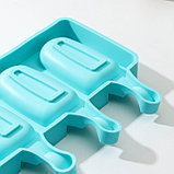 Форма силиконовая для мороженого Доляна «Эскимо малое», 21,5×12,5×2 см, 4 ячейки (7×3,8 см), цвет МИКС, фото 4