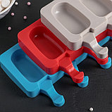 Форма силиконовая для мороженого Доляна «Эскимо малое», 21,5×12,5×2 см, 4 ячейки (7×3,8 см), цвет МИКС, фото 9