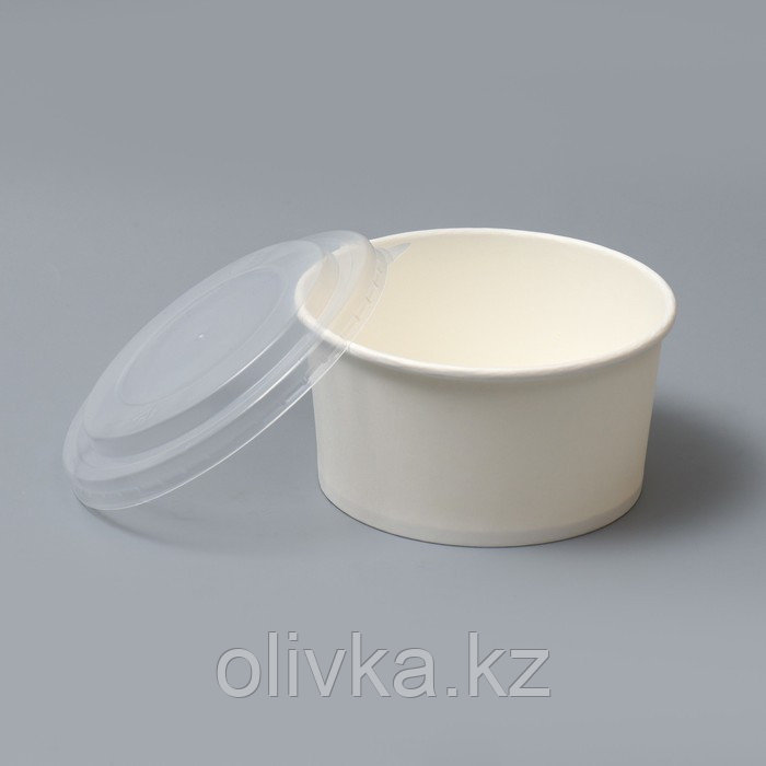 Салатник белый, с пластиковой крышкой, 1000 мл - фото 2 - id-p113266916