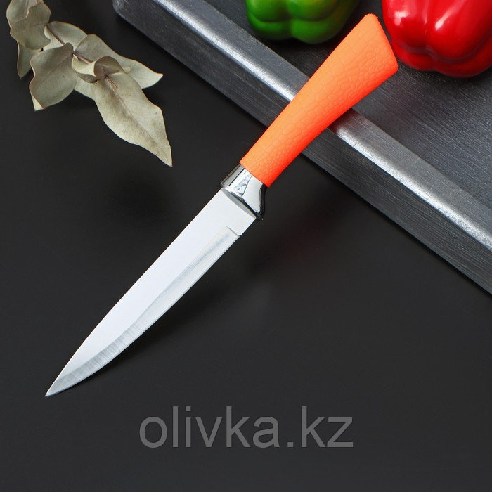 Нож кухонный Доляна «Рич», лезвие 12,5 см, цвет оранжевый - фото 1 - id-p113252348