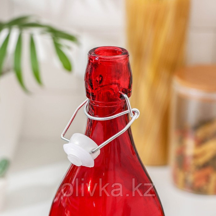 Бутылка стеклянная для соуса и масла с бугельным замком «Галерея», 1 л, 8×30,5 см, цвет МИКС - фото 2 - id-p113243098